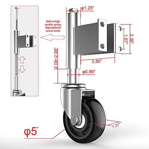 Spring-Loaded Gate Casters 5 Diameter 400 lbs Load Capacity