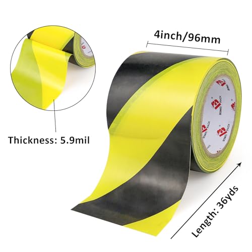 4-inch x 108ft Black Yellow Floor Marking Tape for Safety
