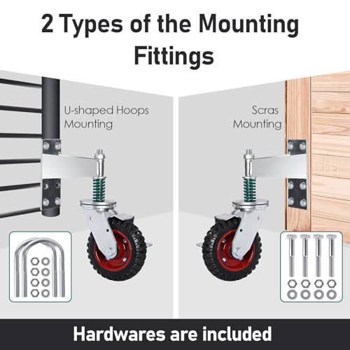 6-Inch Fence Gate Wheel with Locking Brake and Spring Suspension