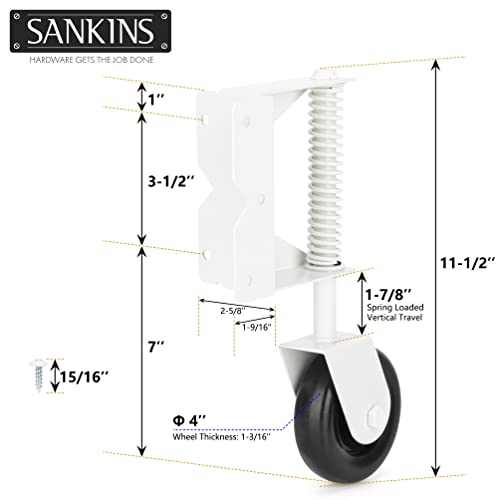 Durable Heavy-Duty Gate Caster 4-Inch 220 Lbs Capacity White