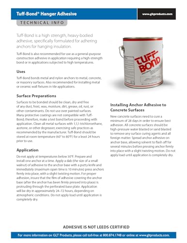 Tuff-Bond Insulation Hanger Adhesive - Non-Slip Construction adhesive for tough jobs