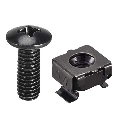 10-Piece M6 Carbon Steel Cage Nuts and Screws for Rack Mount