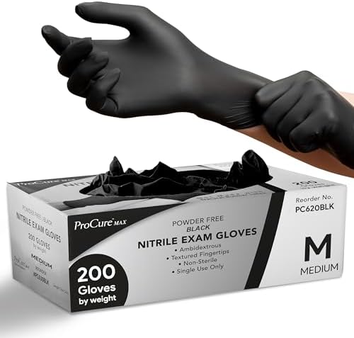 ProCure Black Nitrile Disposable Gloves Latex-Free for Medical More