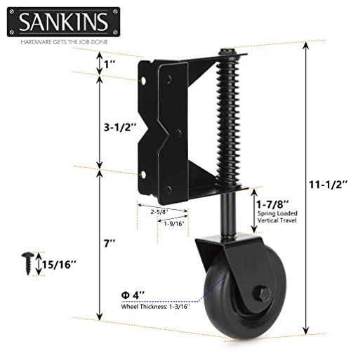SANKINS Spring-Loaded Gate Caster 220 lbs Capacity 4