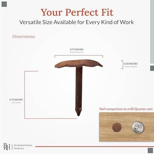Borderland Rustic Hardware100Pack Rustic Round Head Fasteners