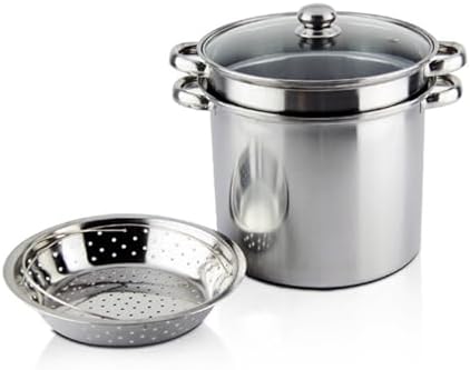 Versatile 8-Quart Stainless Steel Pasta Pot Set for Home Commercial Use
