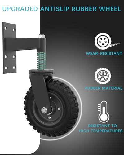500 lb Heavy Duty Gate Wheel with Caster Spring 360-Degree Swivel