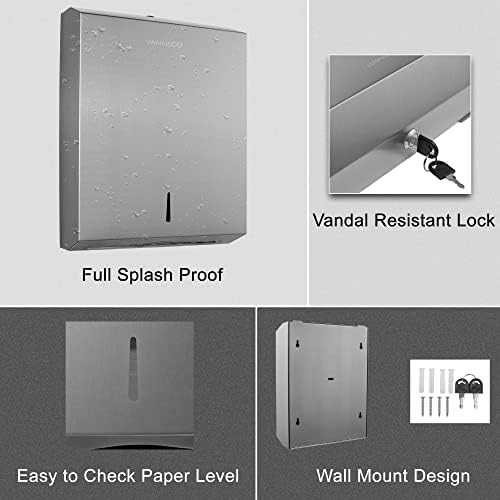 VANNSOO Tri-fold Stainless Steel Paper Towel Dispenser for Commercial Use