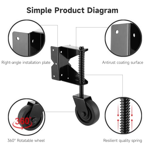 Varku Spring-Loaded Gate Caster with 360-Degree Rotation