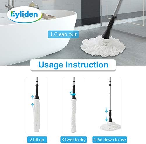 Eyliden Mop with 2 Reusable Heads for Great Floor Cleaning
