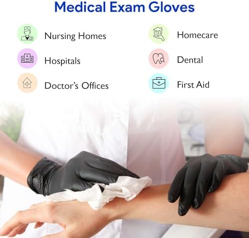 ProCure Black Nitrile Disposable Gloves Latex-Free for Medical More