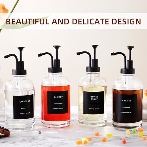 Premium Coffee Syrup Dispenser Set 4 x 169oz Matte Black Cubes