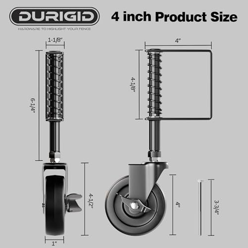 DURIGID4 Spring Loaded Gate Caster for Outdoor Gates