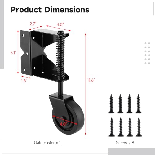 Varku Spring-Loaded Gate Caster with 360-Degree Rotation