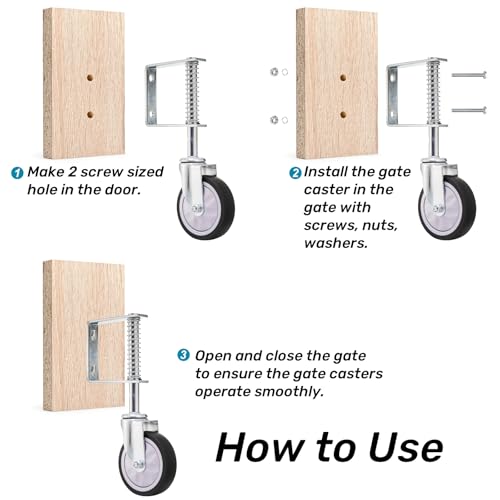 Heavy-Duty 220 lbs Capacity Easy to Use Gate Casters