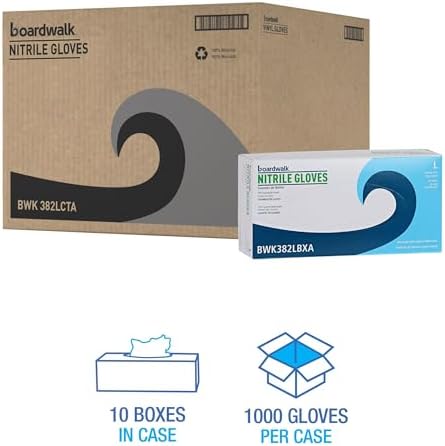 Boardwalk 382LCTA Nitrile Gloves - Large Blue 1000Carton Latex-Free DurableChem-Resistant