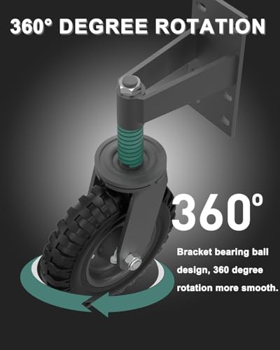 500 lb Heavy Duty Gate Wheel with Caster Spring 360-Degree Swivel