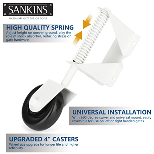 Durable Heavy-Duty Gate Caster 4-Inch 220 Lbs Capacity White