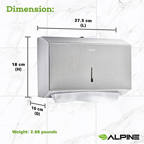 Alpine Industries 304 Stainless Steel 200 C-Fold Towel Dispenser Non-Washable