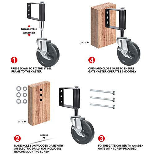 Superior Hidden Spring Gate Wheels for Smooth Wooden Metal Gates