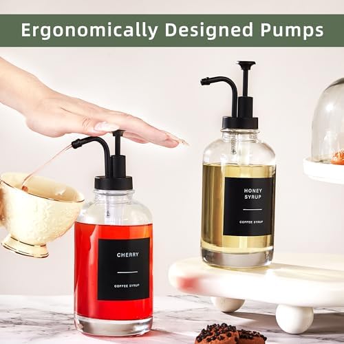 Premium Coffee Syrup Dispenser Set 4 x 169oz Matte Black Cubes