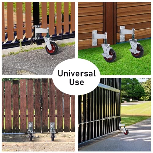 6-Inch Fence Gate Wheel with Locking Brake and Spring Suspension