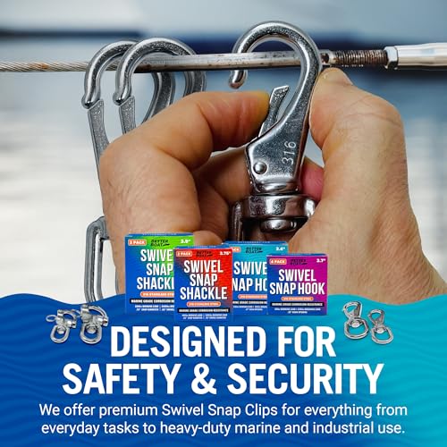 4-Pk Stainless Steel Swivel Snap Hooks Heavy Duty