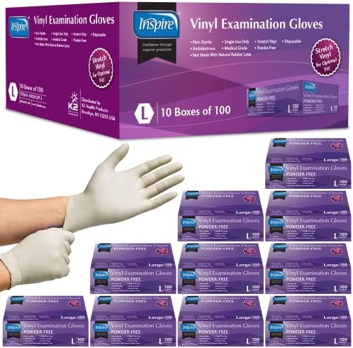Premium Stretch Vinyl Exam Gloves Original Quality Latex Free 1000 Count Large