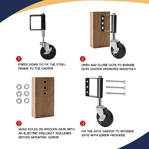 2 Pack Spring Loaded Adjustable Gate Wheel
