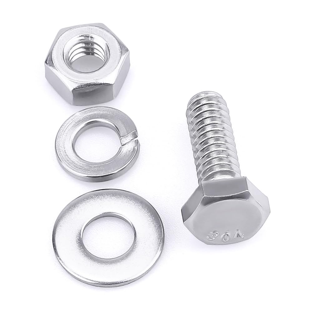 EASTLO 304 Stainless Steel Hex Bolts with Nuts Washers - Durable Reliable