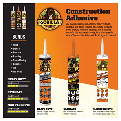 Gorilla Heavy-Duty Construction Adhesive 9-Ounce Pack of 1