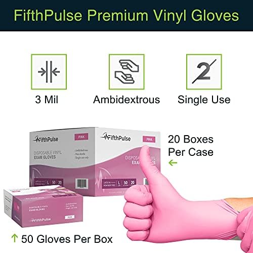 FifthPulse Pink Vinyl Gloves - Perfect for Medical Cooking or General Use