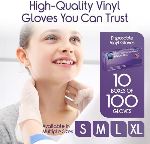 Premium Stretch Vinyl Exam Gloves Original Quality Latex Free 1000 Count Large