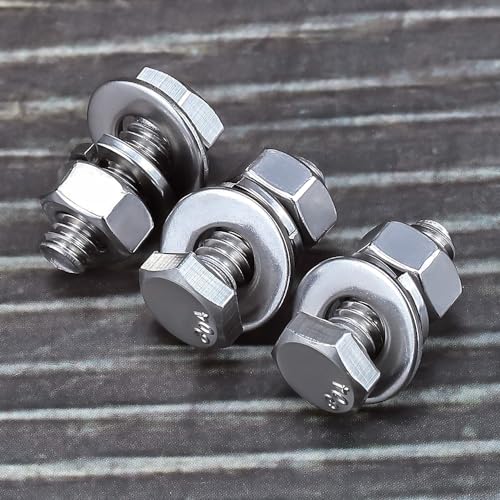 EASTLO 304 Stainless Steel Hex Bolts with Nuts Washers - Durable Reliable