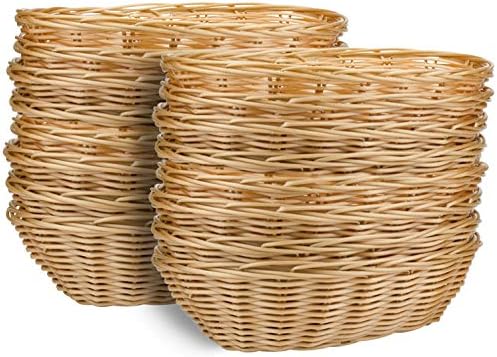 Yesland 16-Pack Plastic Oval Baskets - Durable Stackable Kitchen Essentials