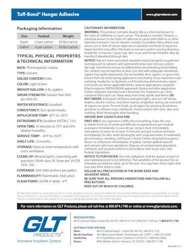 Tuff-Bond Insulation Hanger Adhesive - Non-Slip Construction adhesive for tough jobs