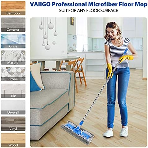Professional Smooth Hardwood Floor Mop with 5 Reusable Microfiber Pads