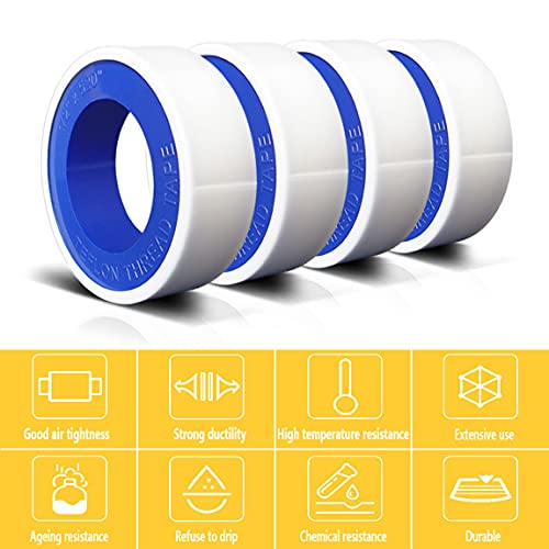 4-Roll Set of High-Quality Teflon Tape for Plumbing Sealing Tasks