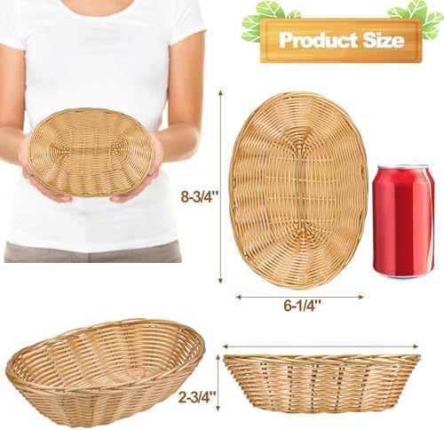 Yesland 16-Pack Plastic Oval Baskets - Durable Stackable Kitchen Essentials