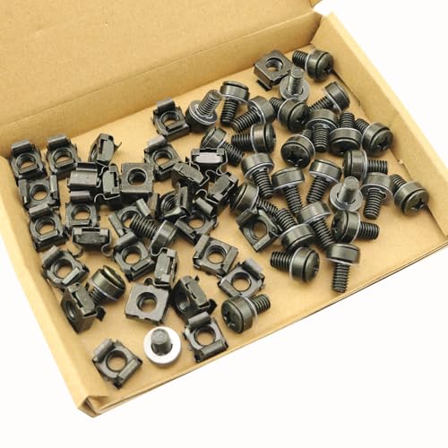 Pro Bamboo Kitchen - 30PCS M6x16mm Rack Mounting Screws Caged Nuts Black