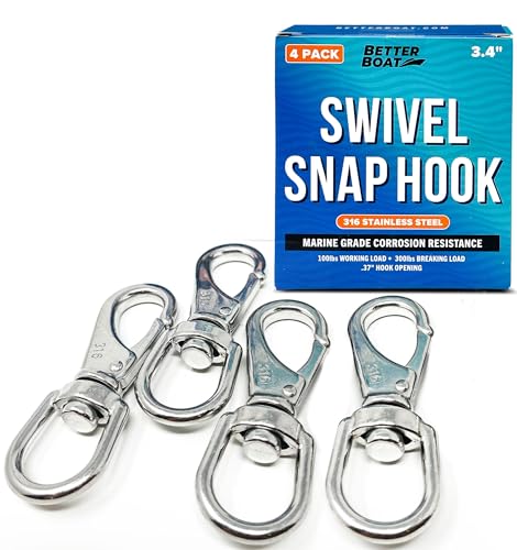 4-Pk Stainless Steel Swivel Snap Hooks Heavy Duty