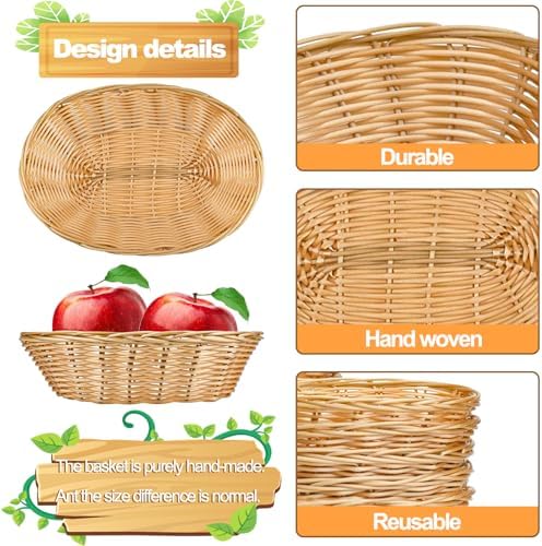 Yesland 16-Pack Plastic Oval Baskets - Durable Stackable Kitchen Essentials