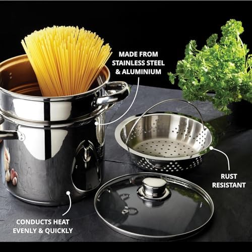 Versatile 8-Quart Stainless Steel Pasta Pot Set for Home Commercial Use