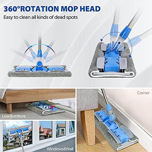 Professional Smooth Hardwood Floor Mop with 5 Reusable Microfiber Pads