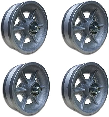4-Piece 6-inch V Groove Cast Iron Track Wheels