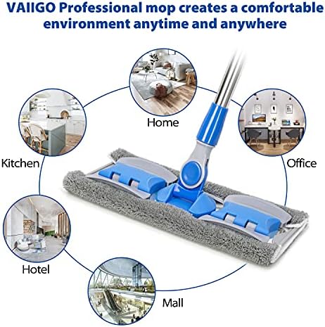 Professional Smooth Hardwood Floor Mop with 5 Reusable Microfiber Pads