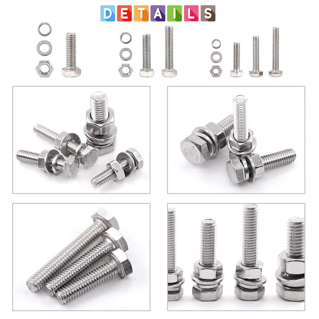 TotalGlarks 510 Piece Flat Hex Stainless Steel Assortment Kit