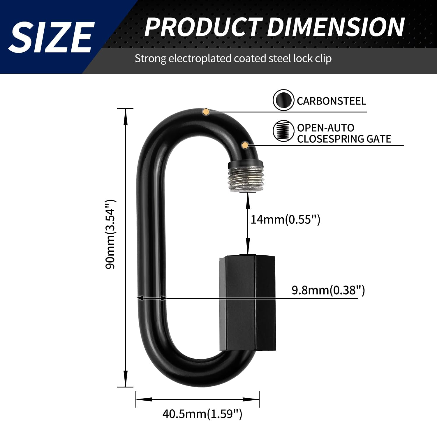 304 Black Stainless Steel Quick Links D Shape Locking Chain Tool