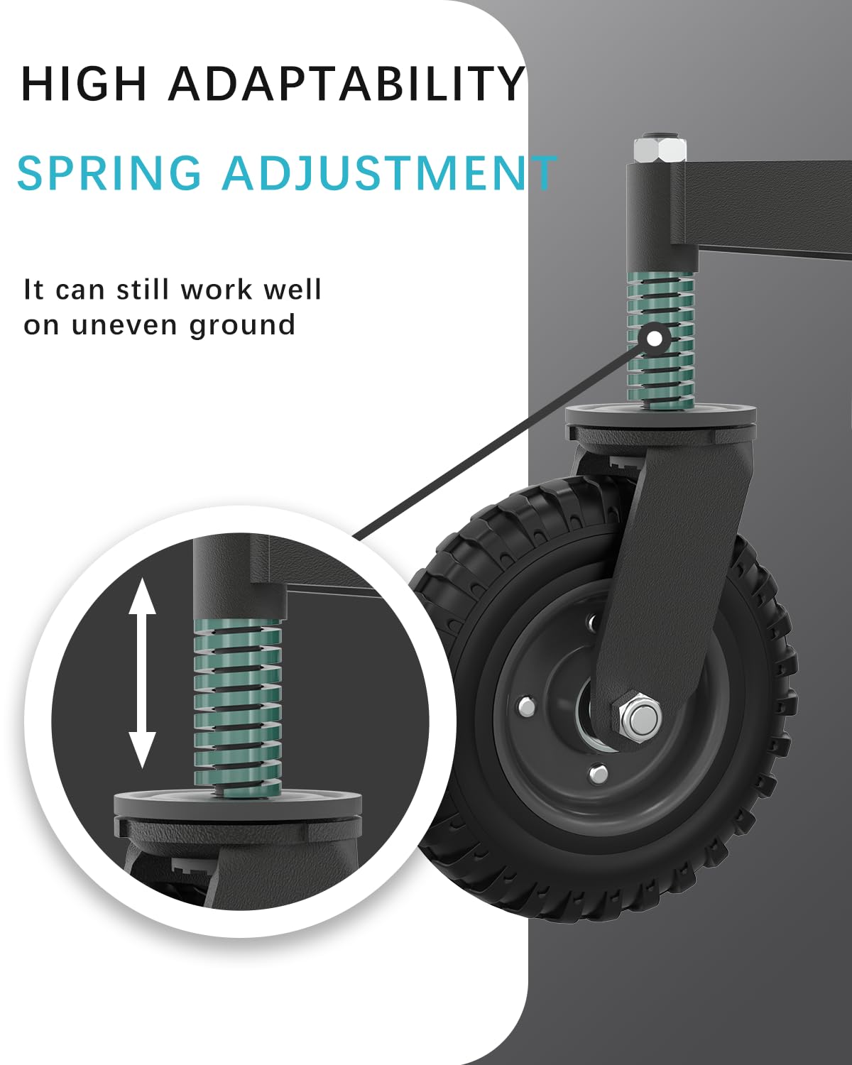 500 lb Heavy Duty Gate Wheel with Caster Spring 360-Degree Swivel