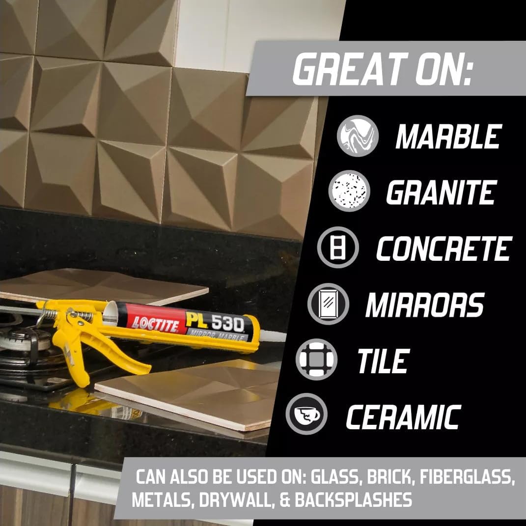 Loctite PL530 Mirror Marble and Granite Construction Adhesive - Quick and Reliable